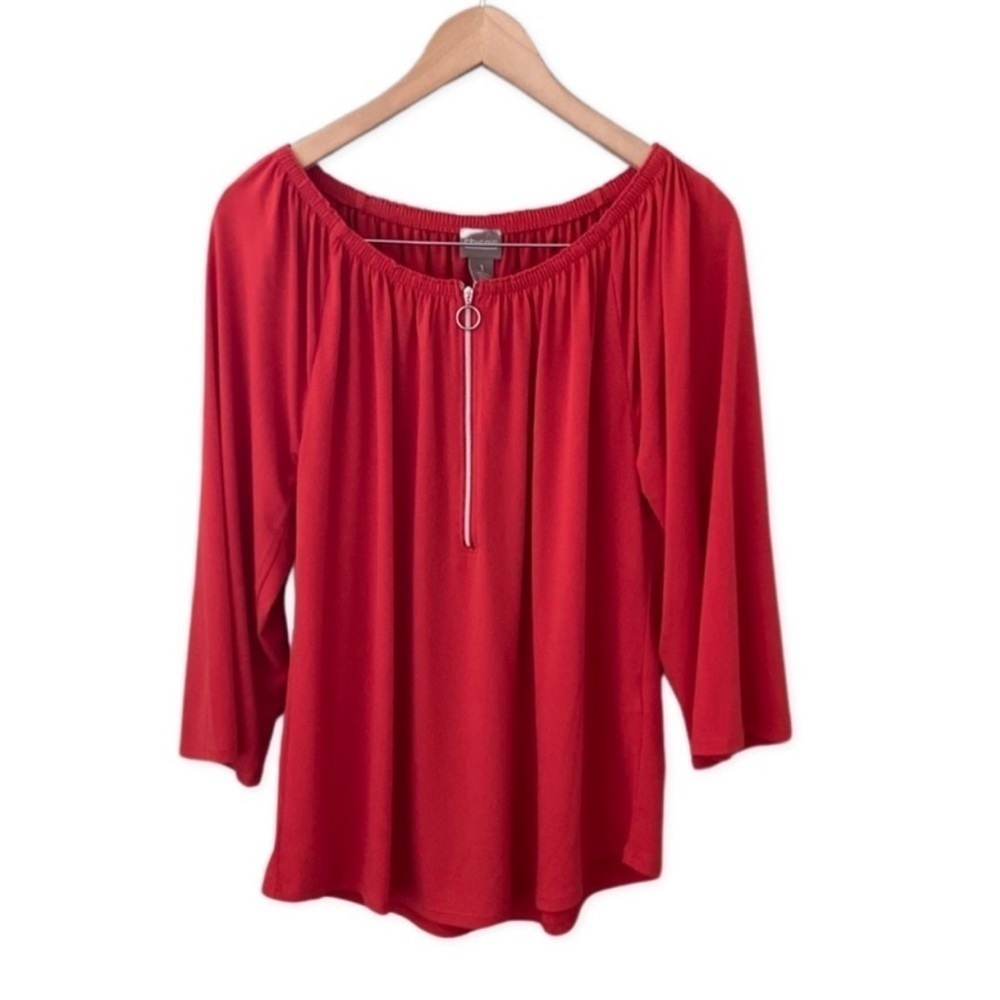 Chico's Danica Convertible Shoulder 3/4 Sleeve Blouse Top NWT Size 1 (8-M)